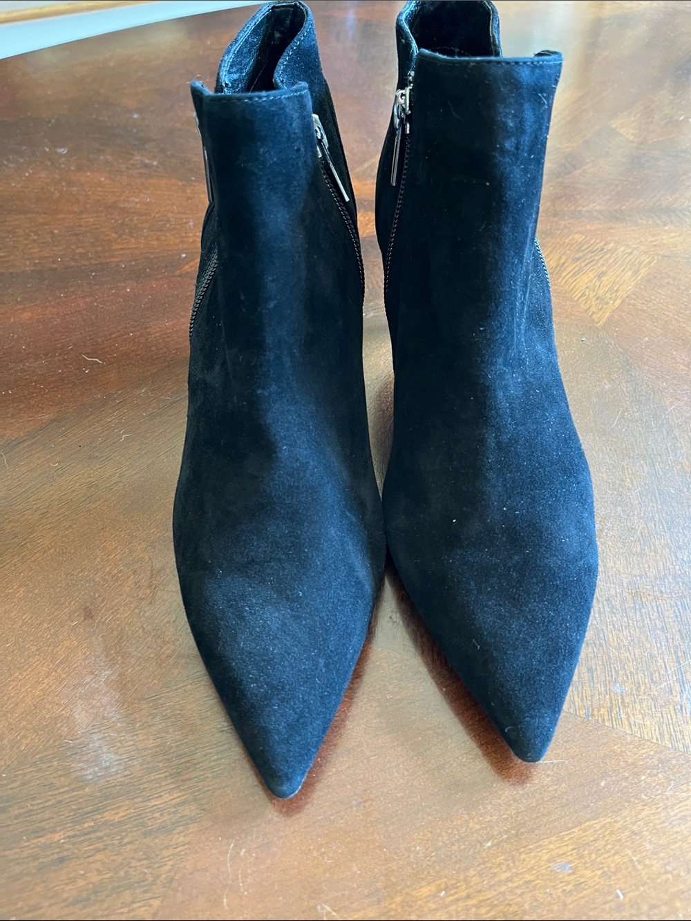 Pelle Moda Black Suede Pointed-Toe Ankle Booties
